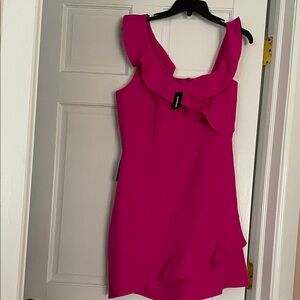 Express Hot Pink Ruffle Mini Dress